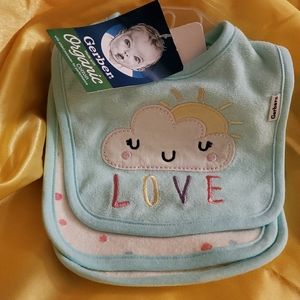 3 Brand New Gerber Bibs